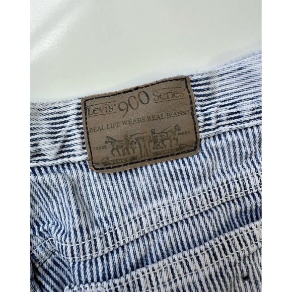 Levi's 900 Series Silver Tab 80s VTG Mom Jeans Blue White Railroad Stripe 34x30 - Picture 7 of 8